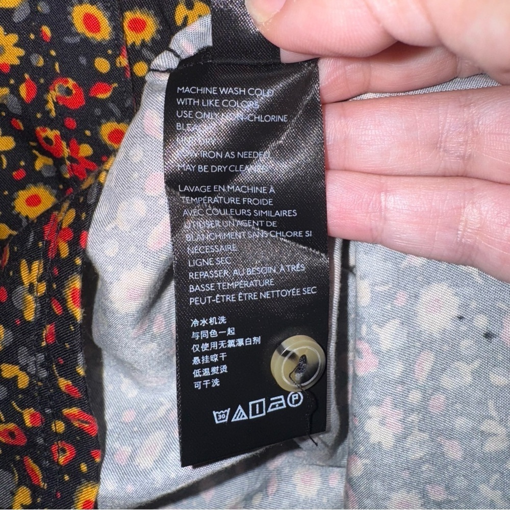 ANTHROPOLOGIE MAEVE Marlie Button Front Black Floral Print Mini Tunic Dress Sz 2 - Picture 14 of 15